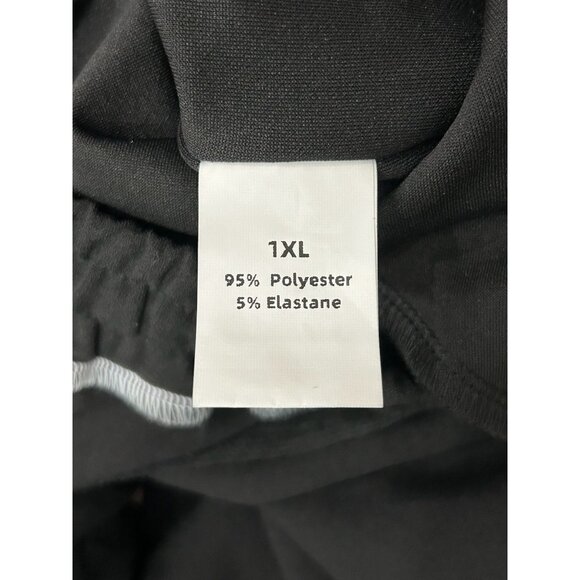 Black Wide Leg Pants With Contrast Stitching Elastic Waistband SZ 1XL - Picture 5 of 9